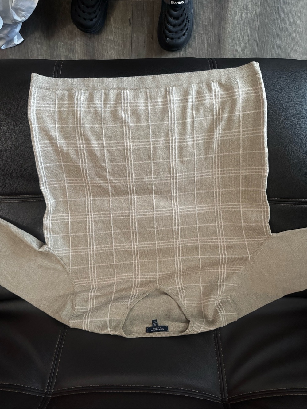 Burberry Beige Plaid Long-Sleeve Undershirt